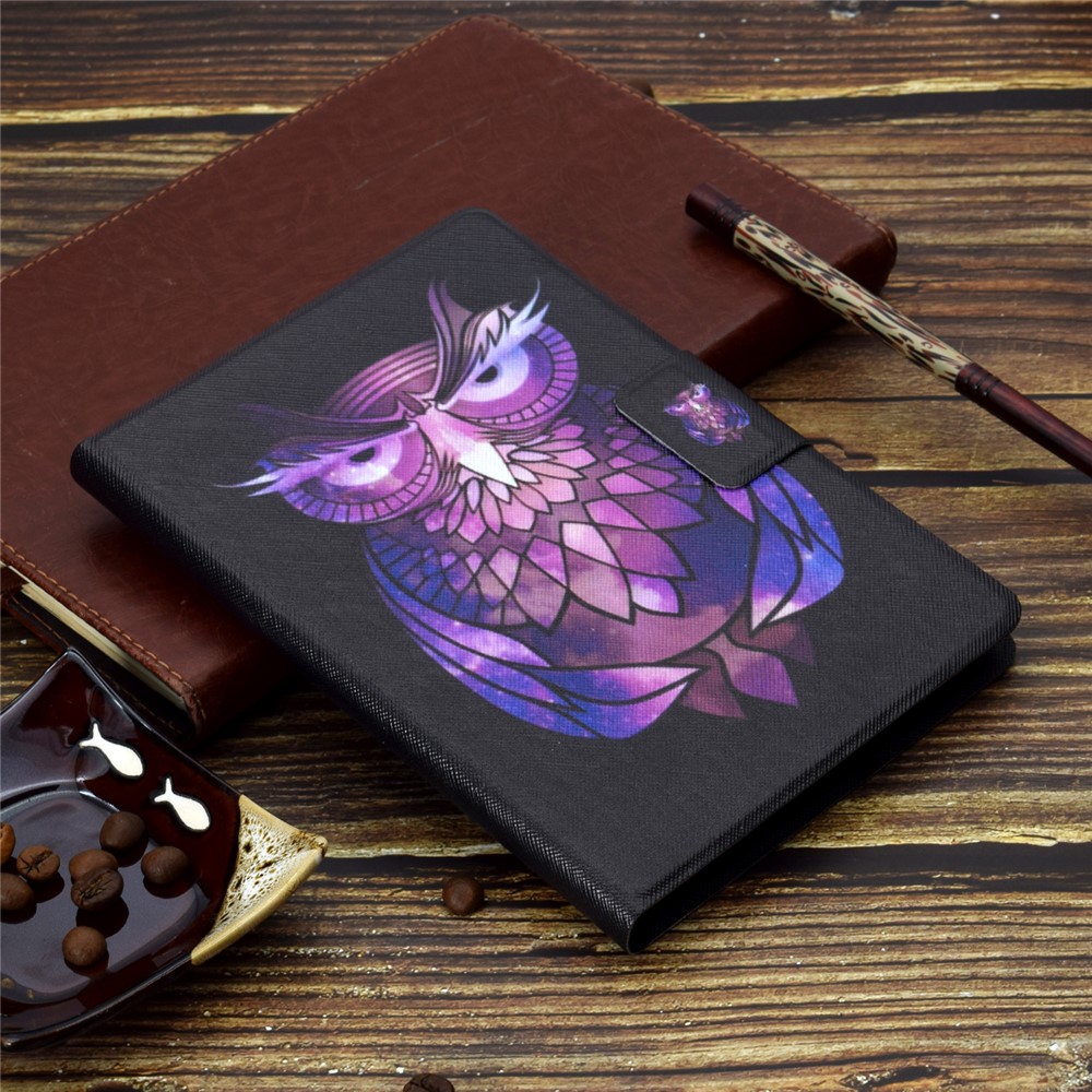 Pattern Printing Leather Stand Tablet Shell for Lenovo Tab M10 Plus TB-X606F - Purple Owl-7