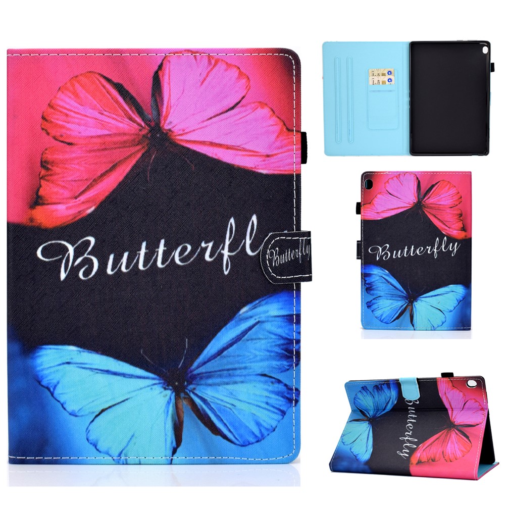 Pattern Printing Leather Card Holder Tablet Case for Lenovo Tab M10 TB-X605F - Butterfly-1