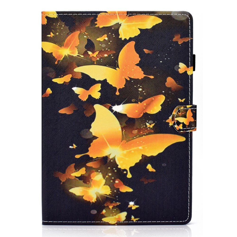 Pattern Printing Leather Card Holder Tablet Case for Lenovo Tab M10 TB-X605F - Gold Butterflies-2