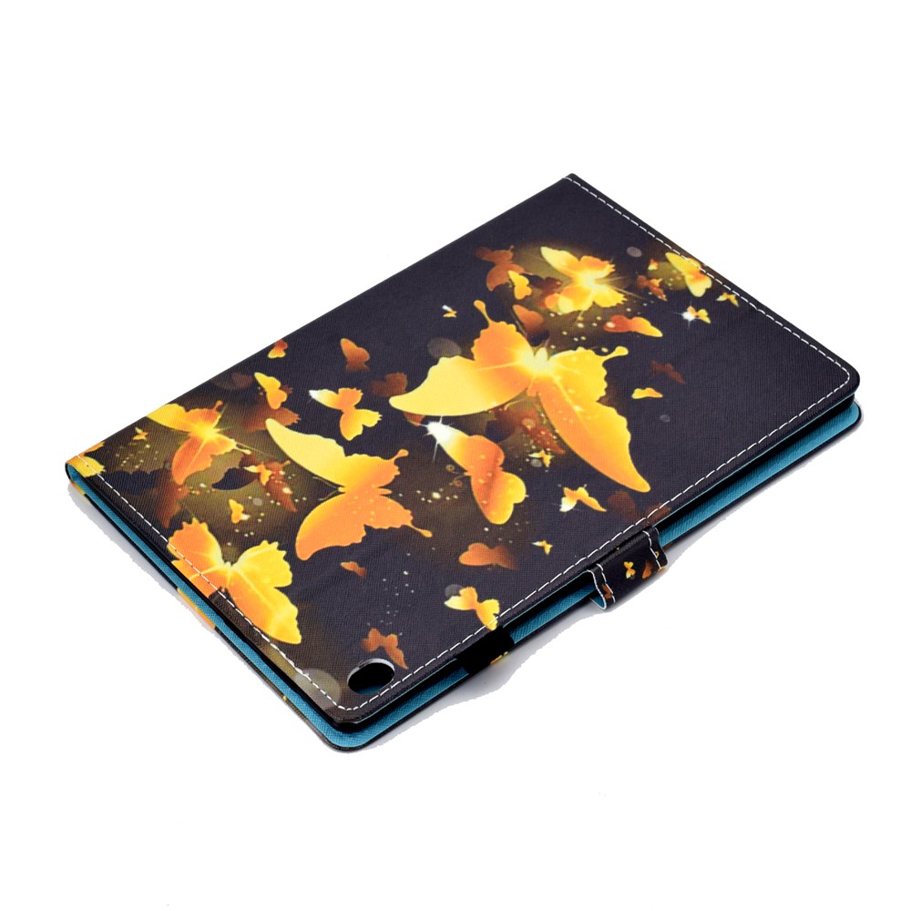 Pattern Printing Leather Card Holder Tablet Case for Lenovo Tab M10 TB-X605F - Gold Butterflies-6