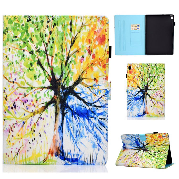 Pattern Printing Leather Card Holder Tablet Case for Lenovo Tab M10 TB-X605F - Life Tree-1