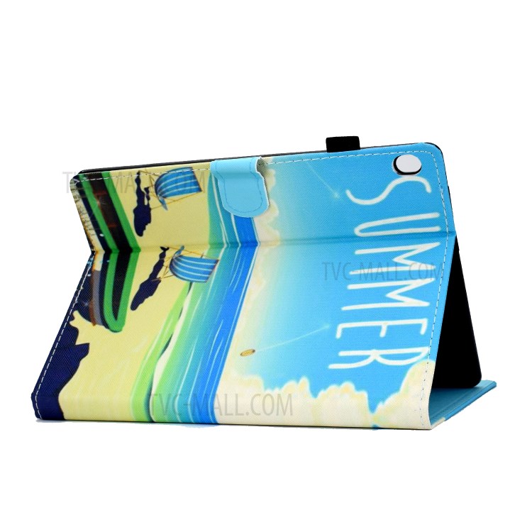 Pattern Printing Leather Card Holder Tablet Case for Lenovo Tab M10 TB-X605F - Summer Seaside-4