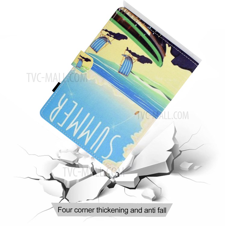 Pattern Printing Leather Card Holder Tablet Case for Lenovo Tab M10 TB-X605F - Summer Seaside-7