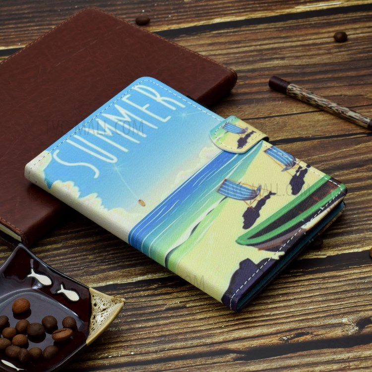 Pattern Printing Leather Card Holder Tablet Case for Lenovo Tab M10 TB-X605F - Summer Seaside-8