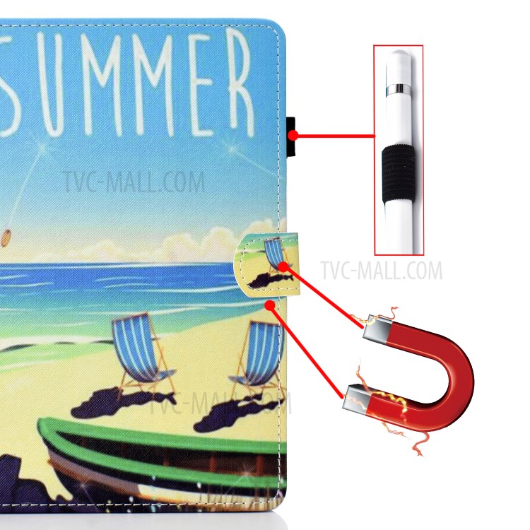 Pattern Printing Leather Card Holder Tablet Case for Lenovo Tab M10 TB-X605F - Summer Seaside-9