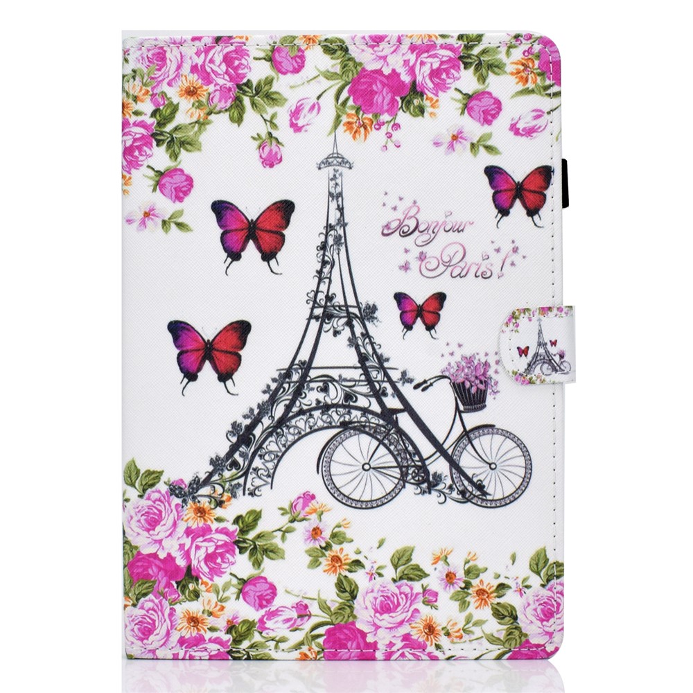 Pattern Printing Leather Card Holder Tablet Case for Lenovo Tab M10 TB-X605F - Eiffel Tower-2