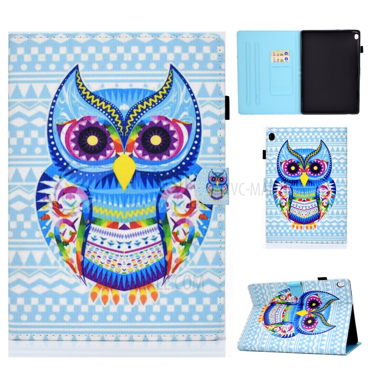 Pattern Printing Leather Card Holder Tablet Case for Lenovo Tab M10 TB-X605F - Owl-1