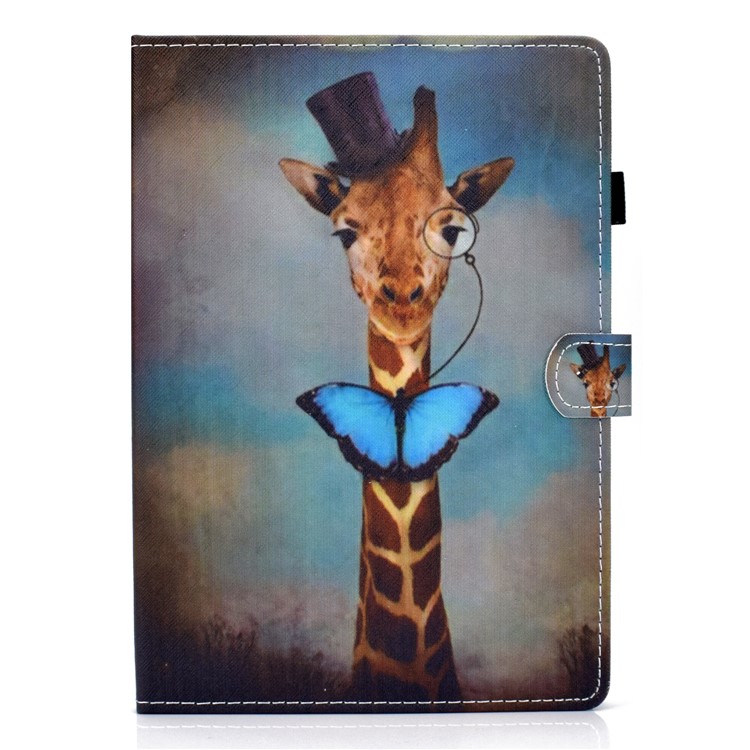Pattern Printing Leather Card Holder Tablet Case for Lenovo Tab M10 TB-X605F - Giraff and Butterfly-2