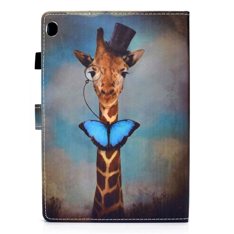 Pattern Printing Leather Card Holder Tablet Case for Lenovo Tab M10 TB-X605F - Giraff and Butterfly-3