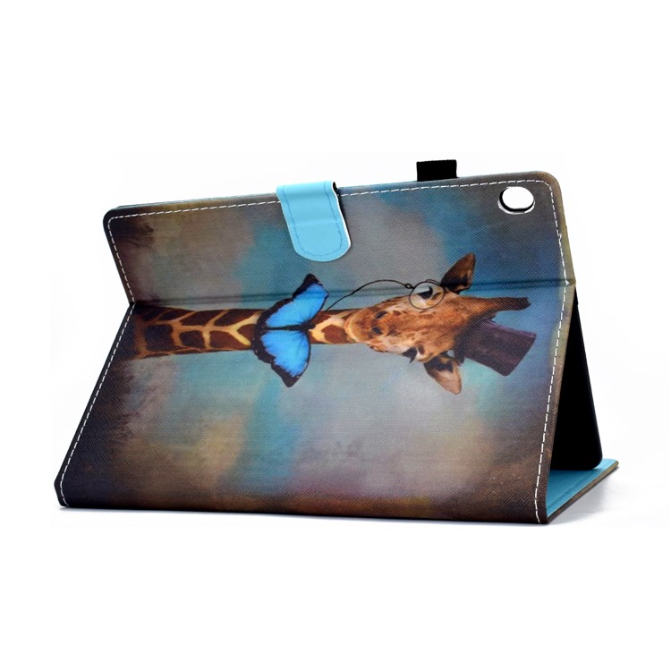 Pattern Printing Leather Card Holder Tablet Case for Lenovo Tab M10 TB-X605F - Giraff and Butterfly-4