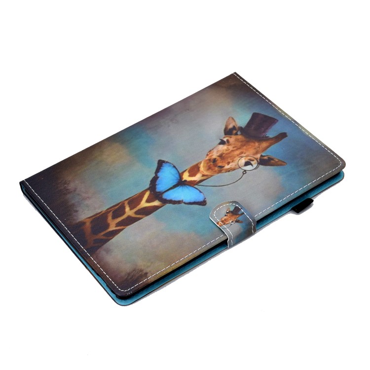 Pattern Printing Leather Card Holder Tablet Case for Lenovo Tab M10 TB-X605F - Giraff and Butterfly-5