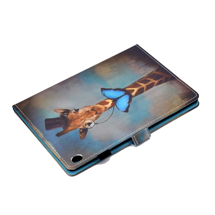 Pattern Printing Leather Card Holder Tablet Case for Lenovo Tab M10 TB-X605F - Giraff and Butterfly-6