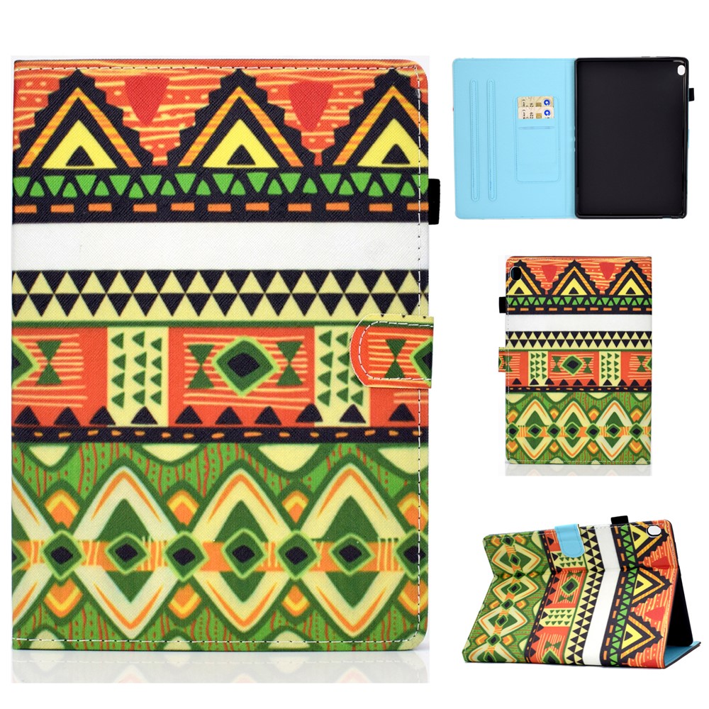 Pattern Printing Leather Card Holder Tablet Case for Lenovo Tab M10 TB-X605F - Geometric Patterns-1