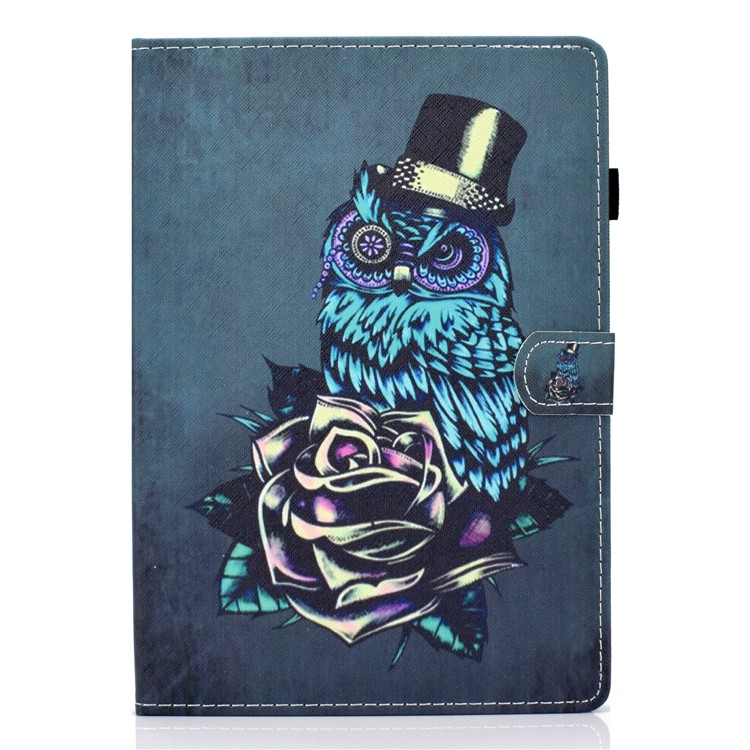 Pattern Printing Leather Card Holder Tablet Case for Lenovo Tab M10 TB-X605F - Rose and Owl-2