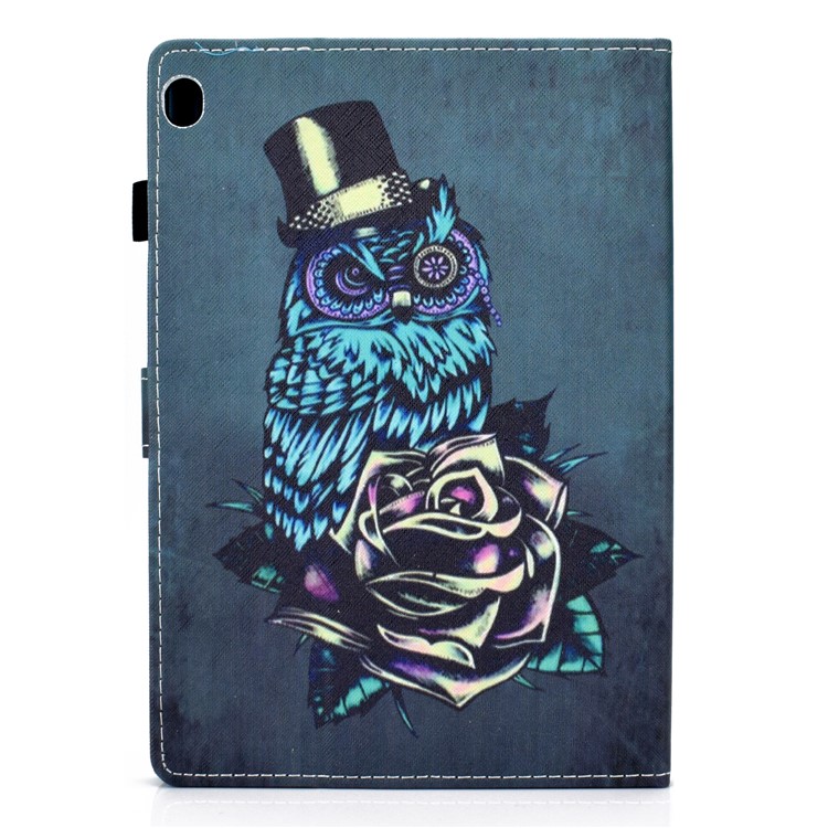Pattern Printing Leather Card Holder Tablet Case for Lenovo Tab M10 TB-X605F - Rose and Owl-3