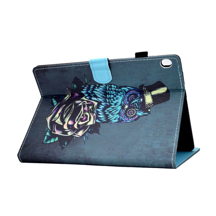 Pattern Printing Leather Card Holder Tablet Case for Lenovo Tab M10 TB-X605F - Rose and Owl-4