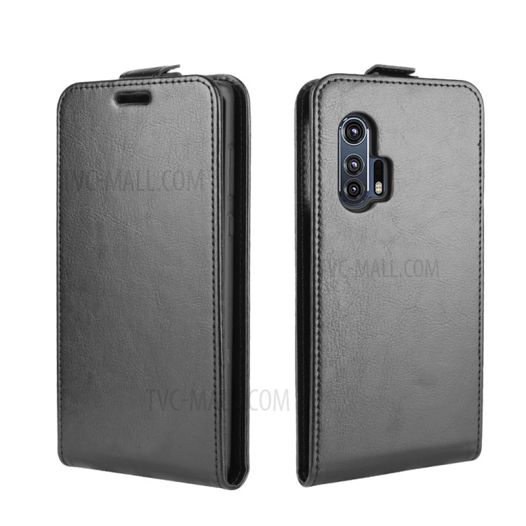 Crazy Horse Skin Vertical Flip Leather Cell Phone Case for Motorola Edge Plus - Black-2