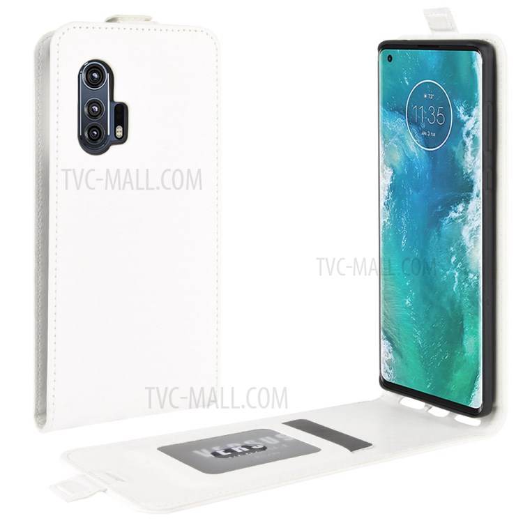 Crazy Horse Skin Vertical Flip Leather Cell Phone Case for Motorola Edge Plus - White-1
