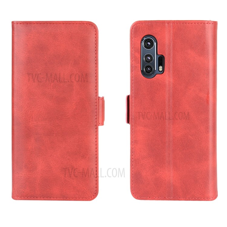 Magnet Adsorption Leather Shell for Motorola Edge Plus - Red-2