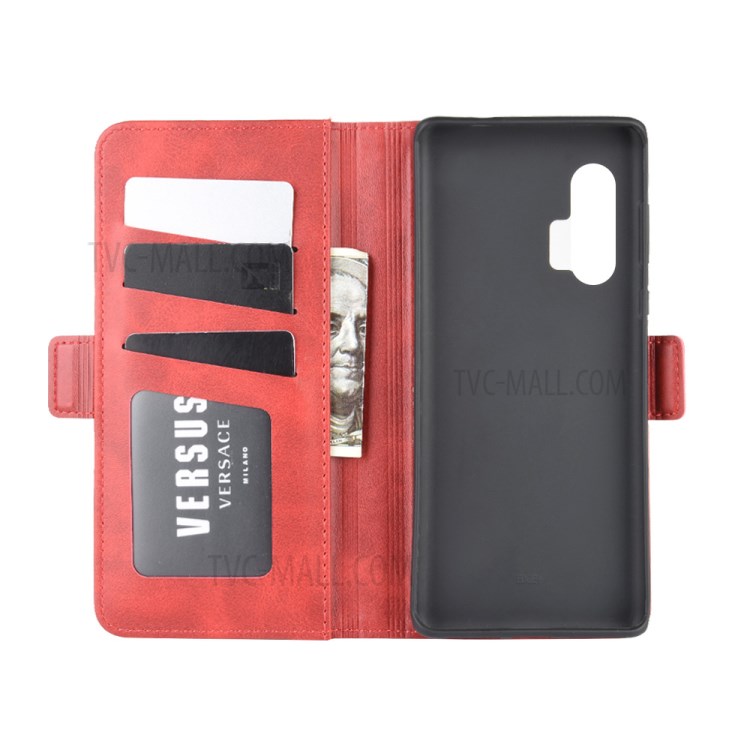 Magnet Adsorption Leather Shell for Motorola Edge Plus - Red-3
