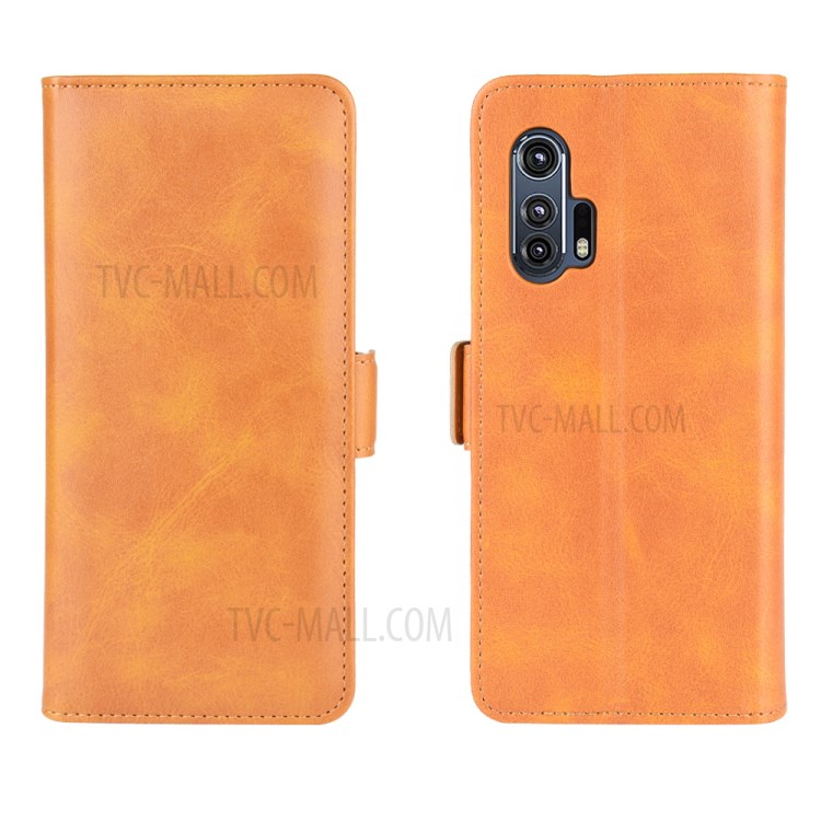 Magnet Adsorption Leather Shell for Motorola Edge Plus - Brown-2