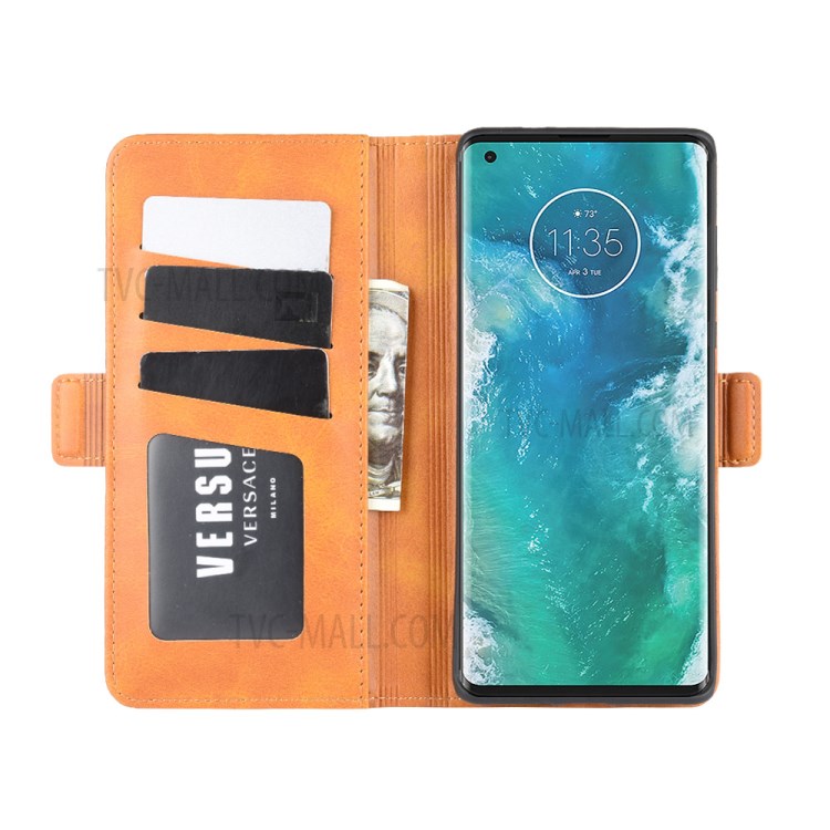 Magnet Adsorption Leather Shell for Motorola Edge Plus - Brown-4