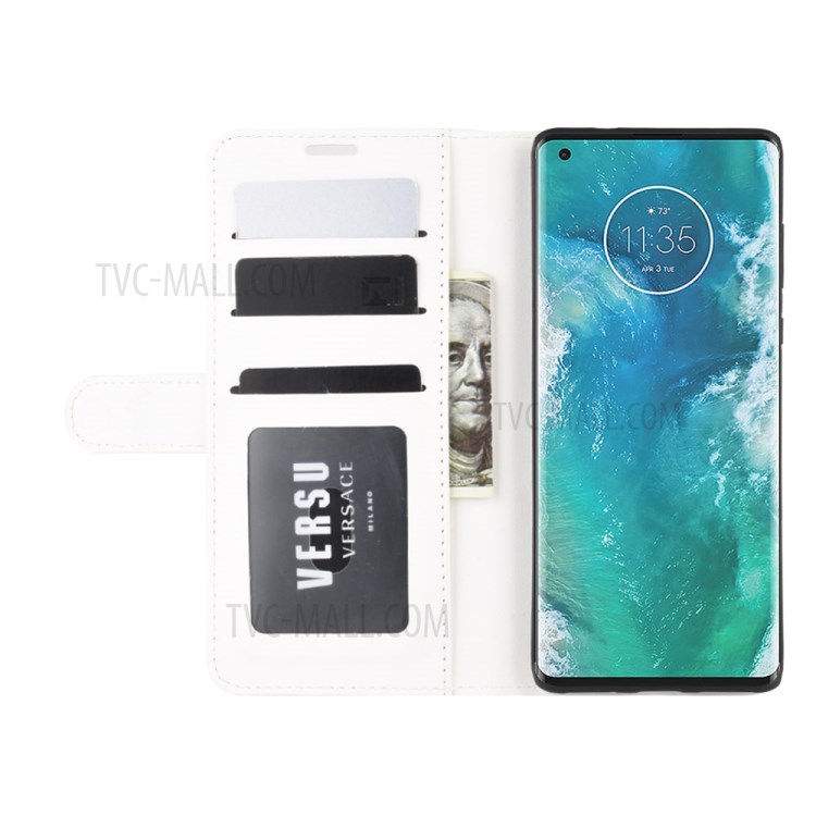 Crazy Horse Skin with Wallet Leather Stand Case for Motorola Edge Plus - White-6
