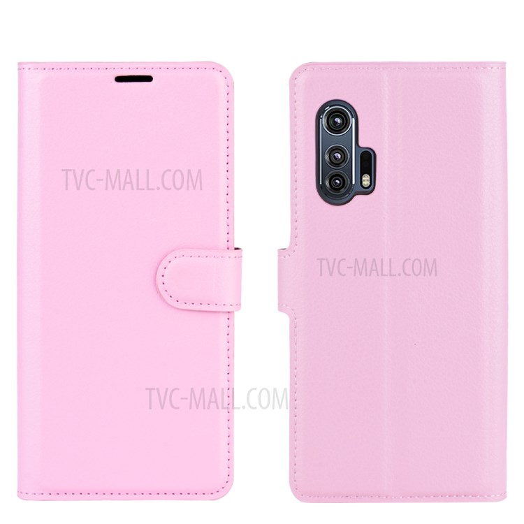 Litchi Texture Stylish Wallet Leather Case for Motorola Edge Plus - Pink-2