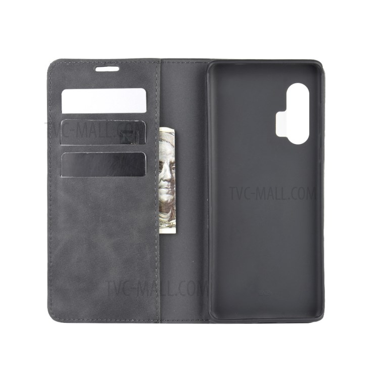 Silky Touch Leather Wallet Cool Cover for Motorola Edge Plus - Black-3