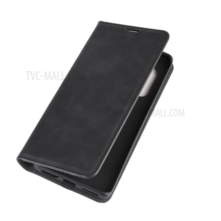 Silky Touch Leather Wallet Cool Cover for Motorola Edge Plus - Black-7