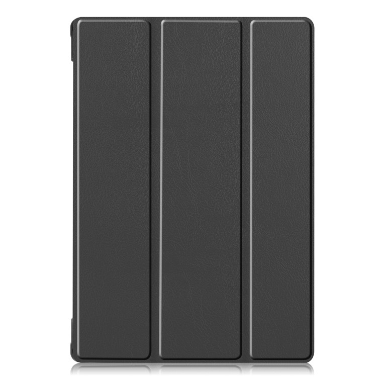 Elegante Coperchio in Pelle da Pinza a Tripulio Stabile Per Lenovo Tab M10 FHD REL TB-X605FC - Nero