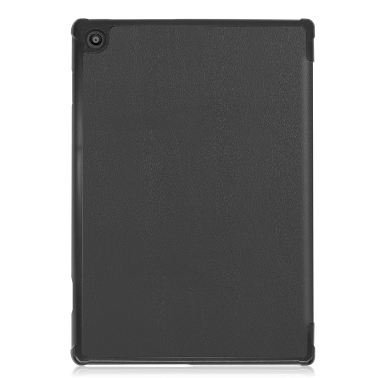 Cover de Couro Com Três Dobras Estáveis ​​para Lenovo Tab M10 FHD Rel TB-X605FC - Preto