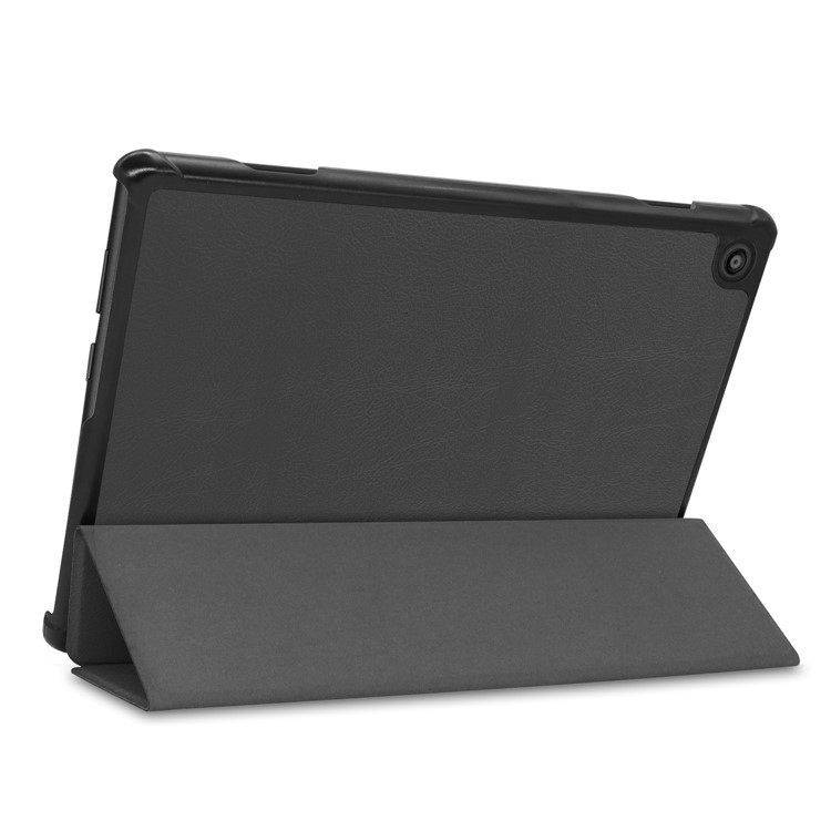 Cover de Couro Com Três Dobras Estáveis ​​para Lenovo Tab M10 FHD Rel TB-X605FC - Preto