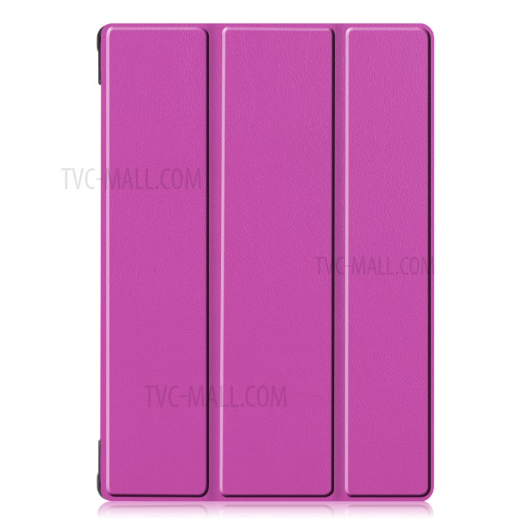 Stylish Tri-fold Leather Cover for Lenovo Tab M10 TB-X605F - Purple-2