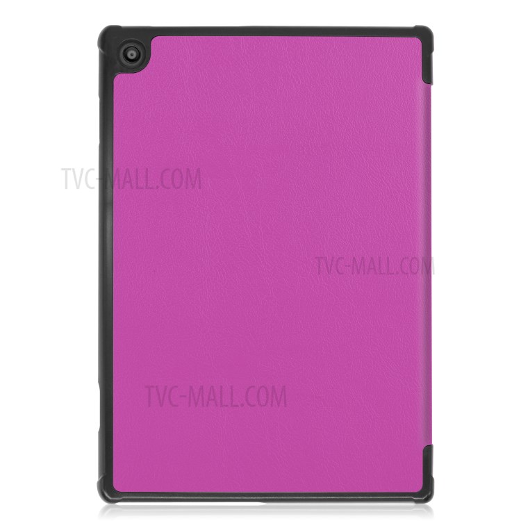Stylish Tri-fold Leather Cover for Lenovo Tab M10 TB-X605F - Purple-3