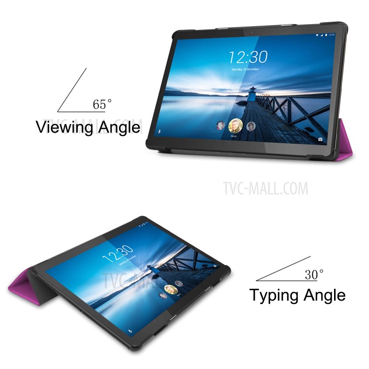 Stylish Tri-fold Leather Cover for Lenovo Tab M10 TB-X605F - Purple-6