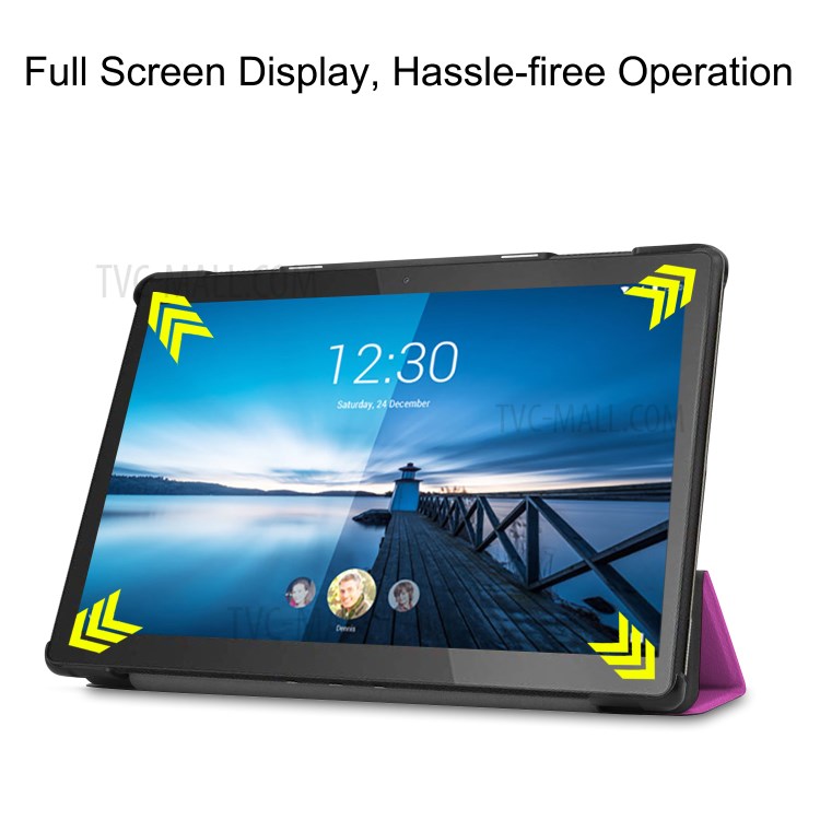 Stylish Tri-fold Leather Cover for Lenovo Tab M10 TB-X605F - Purple-7
