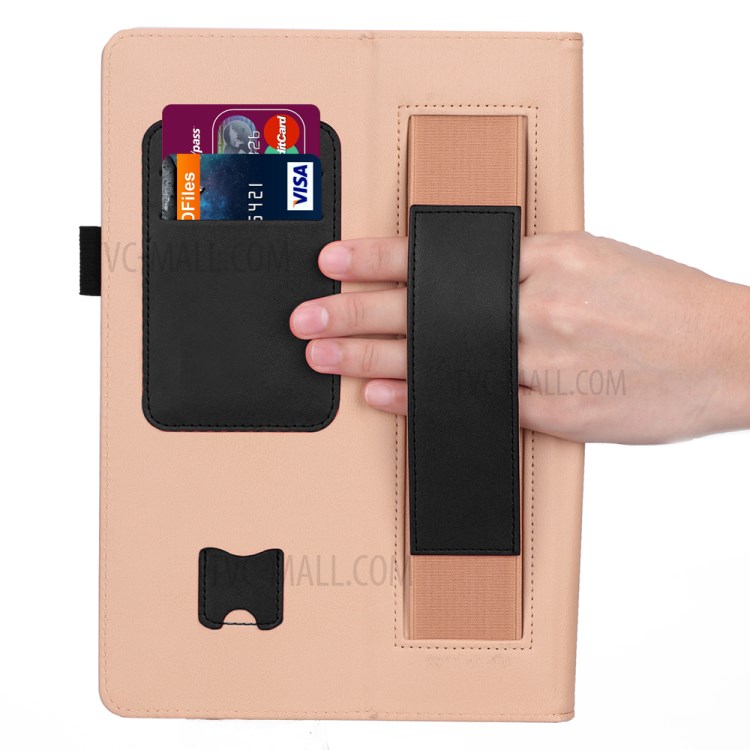 PU Leather Tablet Shell with Elastic Hand Strap for Lenovo Tab M10 TB-X605F - Black-11