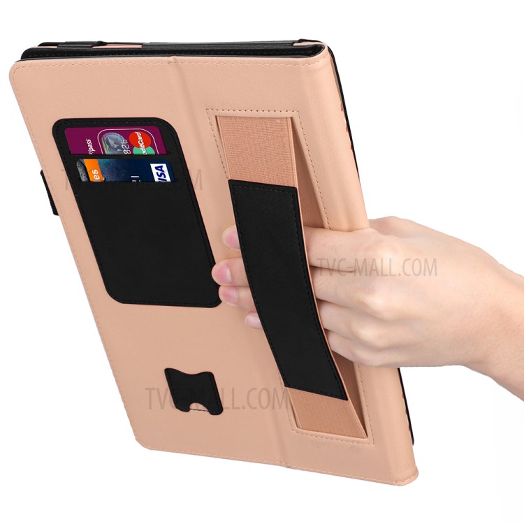 PU Leather Tablet Shell with Elastic Hand Strap for Lenovo Tab M10 TB-X605F - Black-12