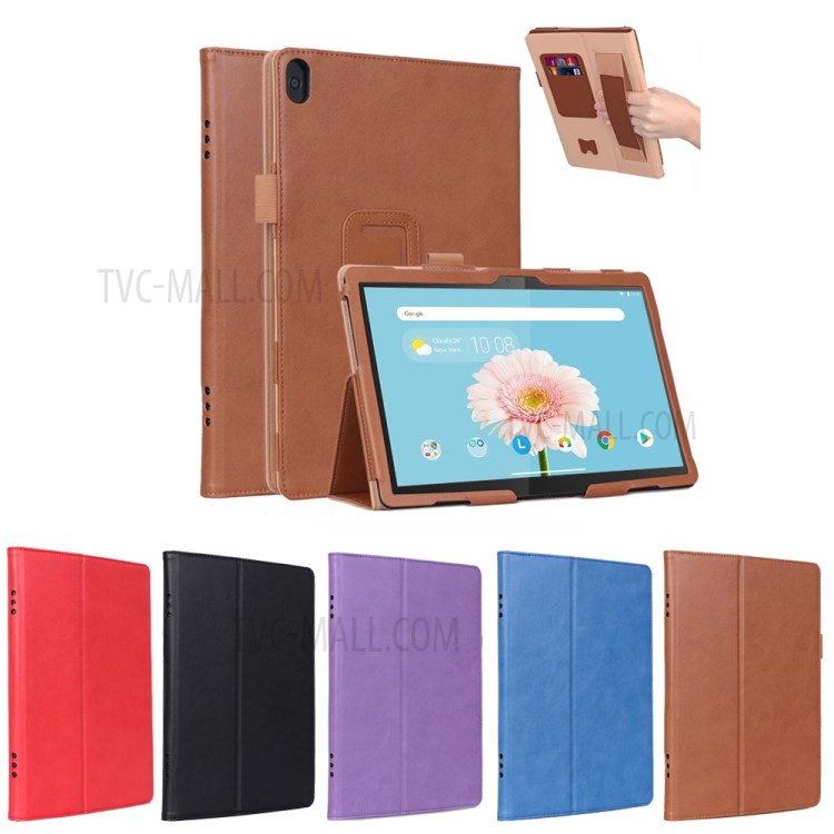 PU Leather Tablet Shell with Elastic Hand Strap for Lenovo Tab M10 TB-X605F - Black-14