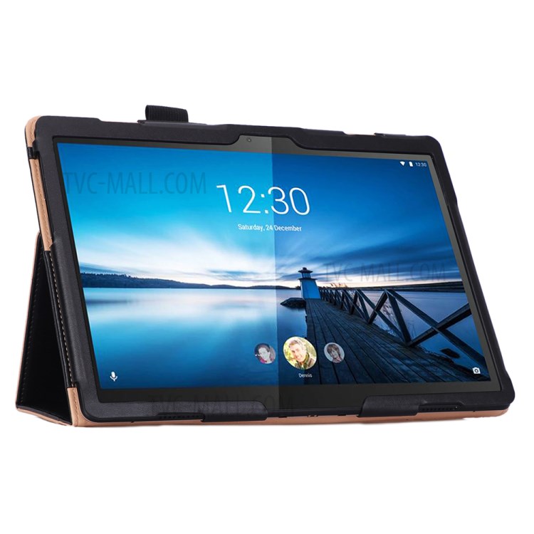 PU Leather Tablet Shell with Elastic Hand Strap for Lenovo Tab M10 TB-X605F - Black-6