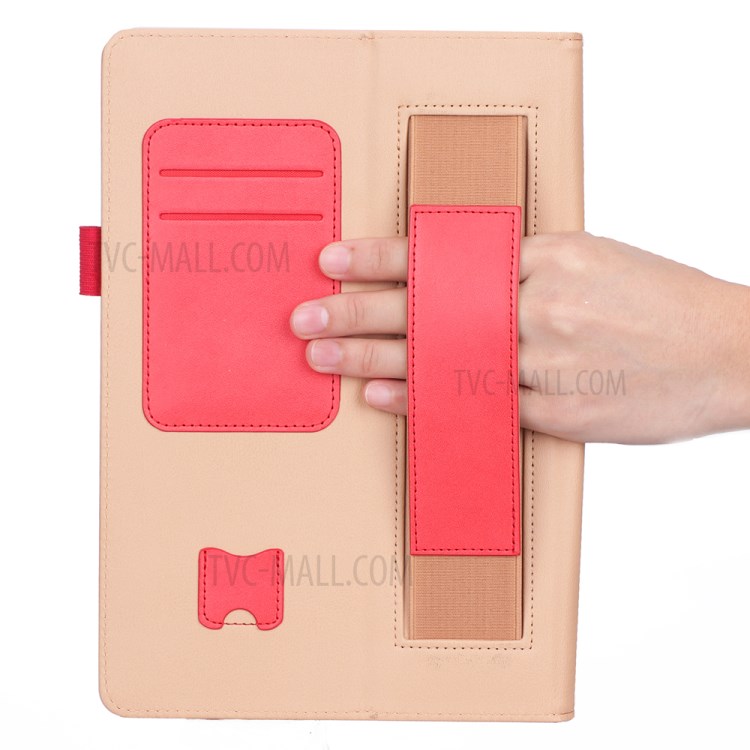 PU Leather Tablet Shell with Elastic Hand Strap for Lenovo Tab M10 TB-X605F - Red-11