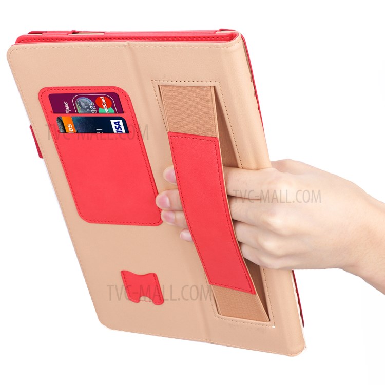 PU Leather Tablet Shell with Elastic Hand Strap for Lenovo Tab M10 TB-X605F - Red-12