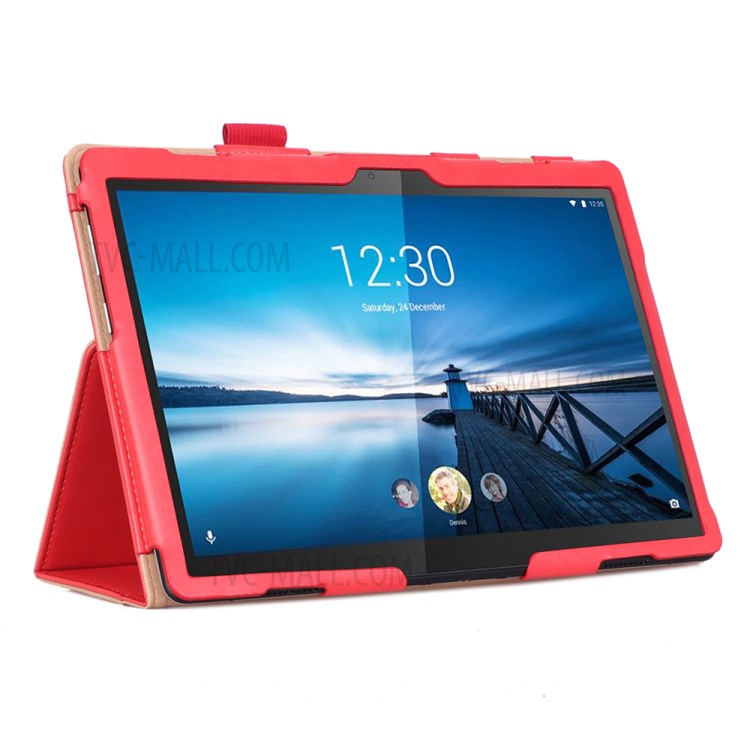 PU Leather Tablet Shell with Elastic Hand Strap for Lenovo Tab M10 TB-X605F - Red-6