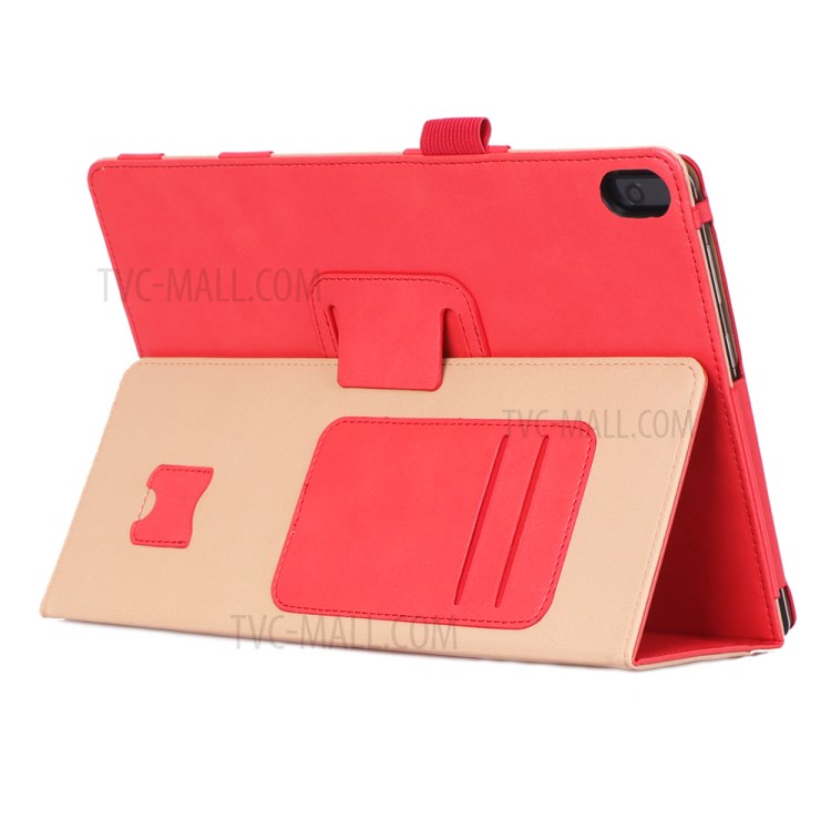 PU Leather Tablet Shell with Elastic Hand Strap for Lenovo Tab M10 TB-X605F - Red-7