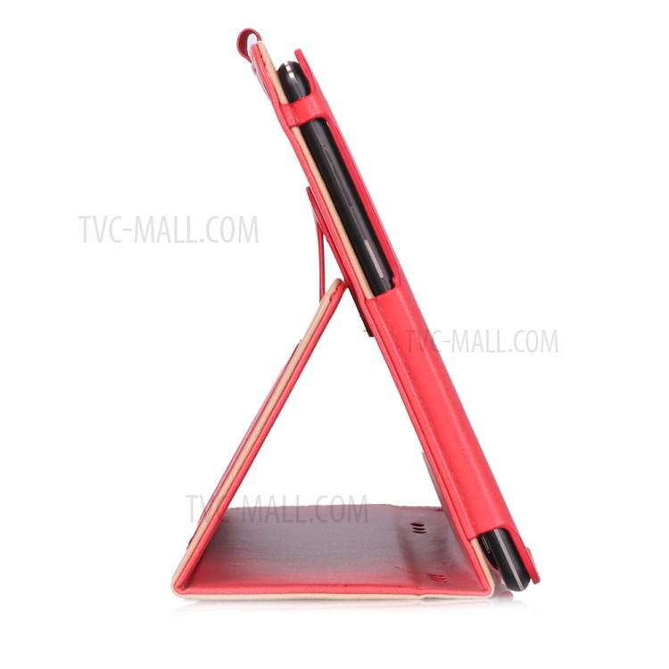PU Leather Tablet Shell with Elastic Hand Strap for Lenovo Tab M10 TB-X605F - Red-9