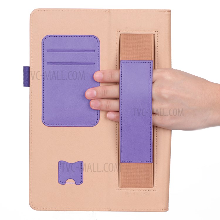 PU Leather Tablet Shell with Elastic Hand Strap for Lenovo Tab M10 TB-X605F - Purple-10