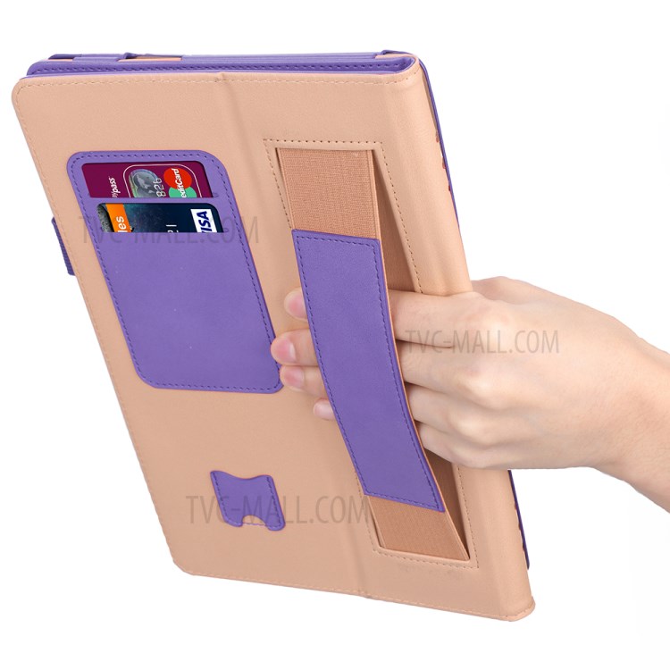 PU Leather Tablet Shell with Elastic Hand Strap for Lenovo Tab M10 TB-X605F - Purple-11