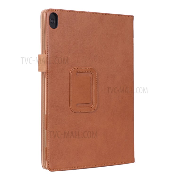 PU Leather Tablet Shell with Elastic Hand Strap for Lenovo Tab M10 TB-X605F - Brown-4