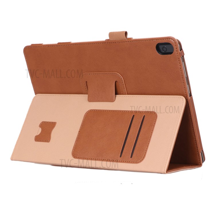 PU Leather Tablet Shell with Elastic Hand Strap for Lenovo Tab M10 TB-X605F - Brown-7